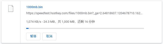 HOSTKEY荷兰VPS下载速度效果图